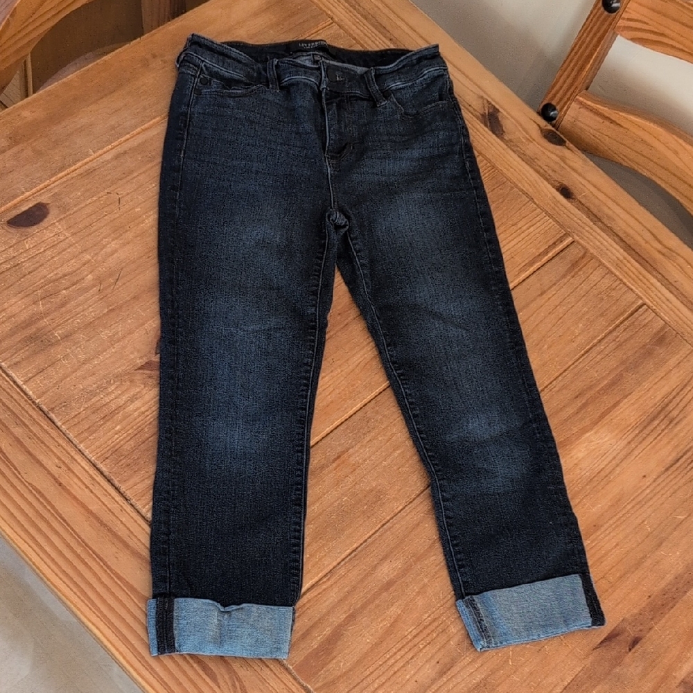 Women's Liverpool "The Crop" Doheny Dark Blue Wash Jeans, Size 6/28